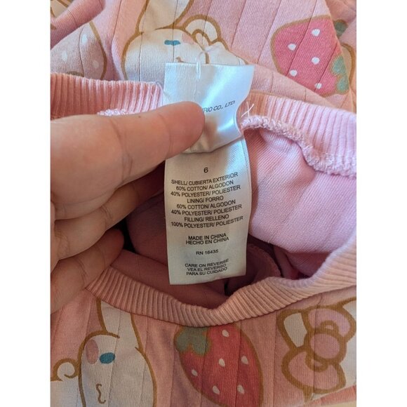 Hello Kitty Kids 2-Piece Pink Cartoon Print Size 6 By Sanrio strawberries Cinnam - Picture 8 of 8